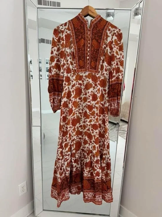 Zimmermann Rust and Cream Floral Maxi Dress - Picture 2 of 3